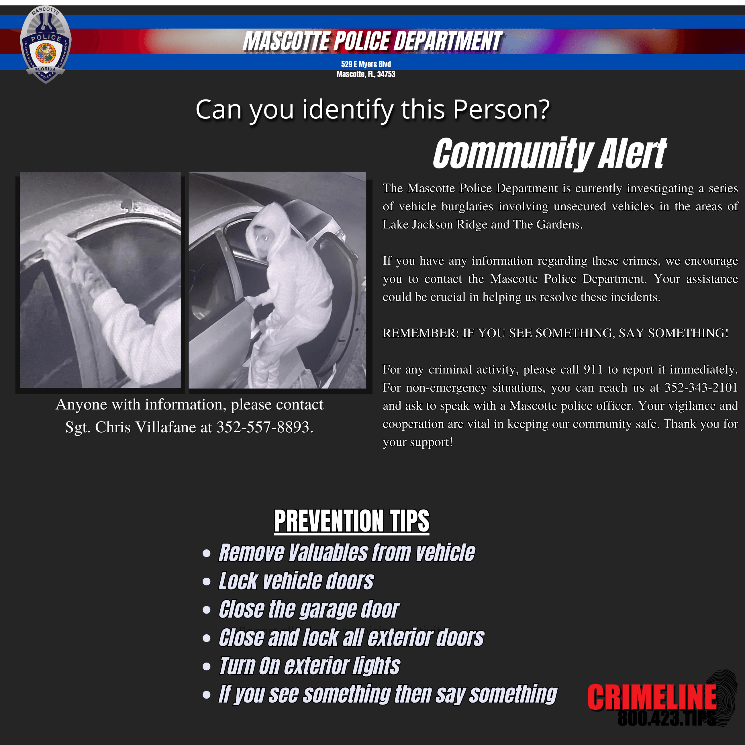 Community Alert  Identify Suspect