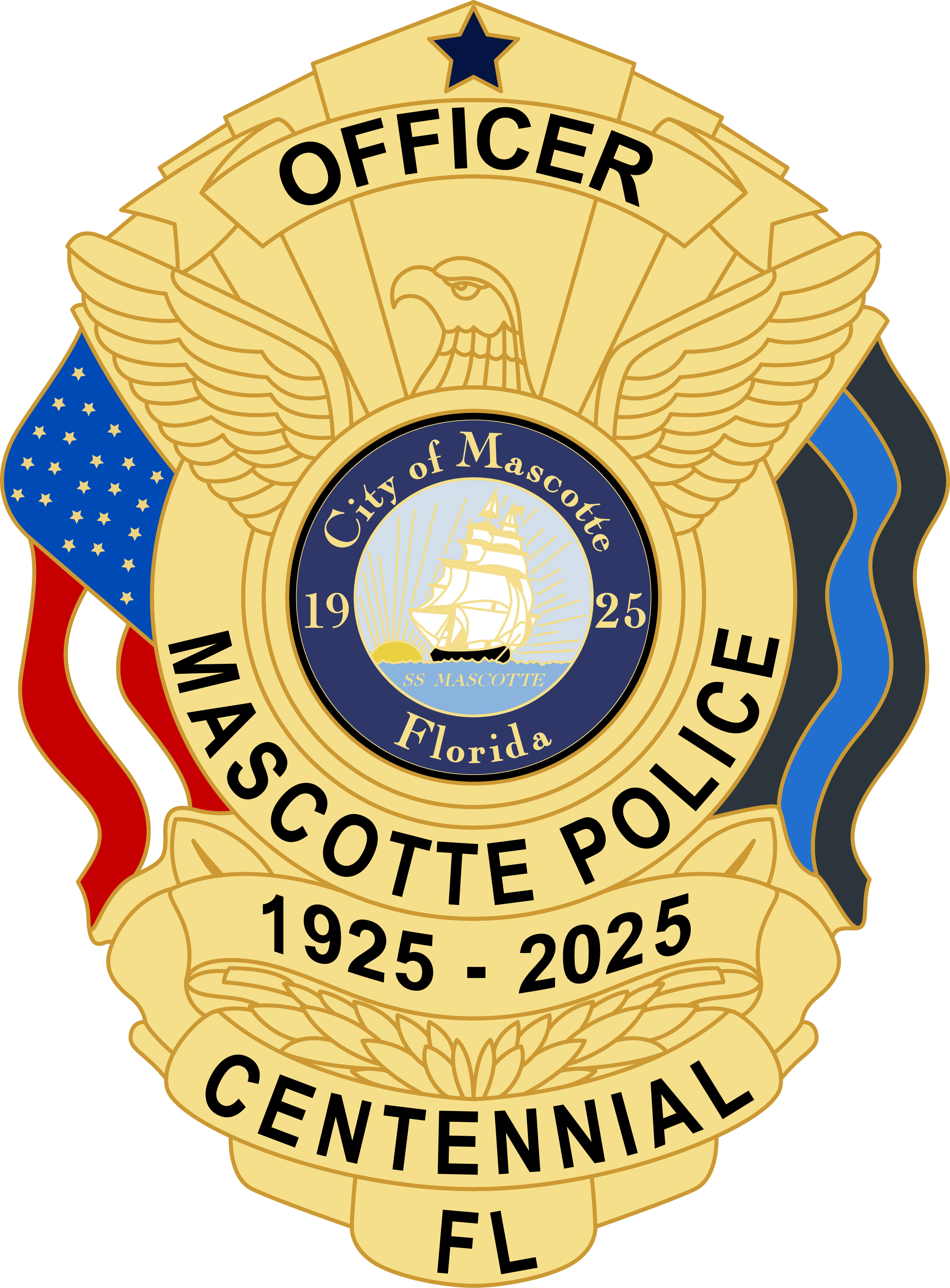 Mascotte Police Department Gold Centennial Badge