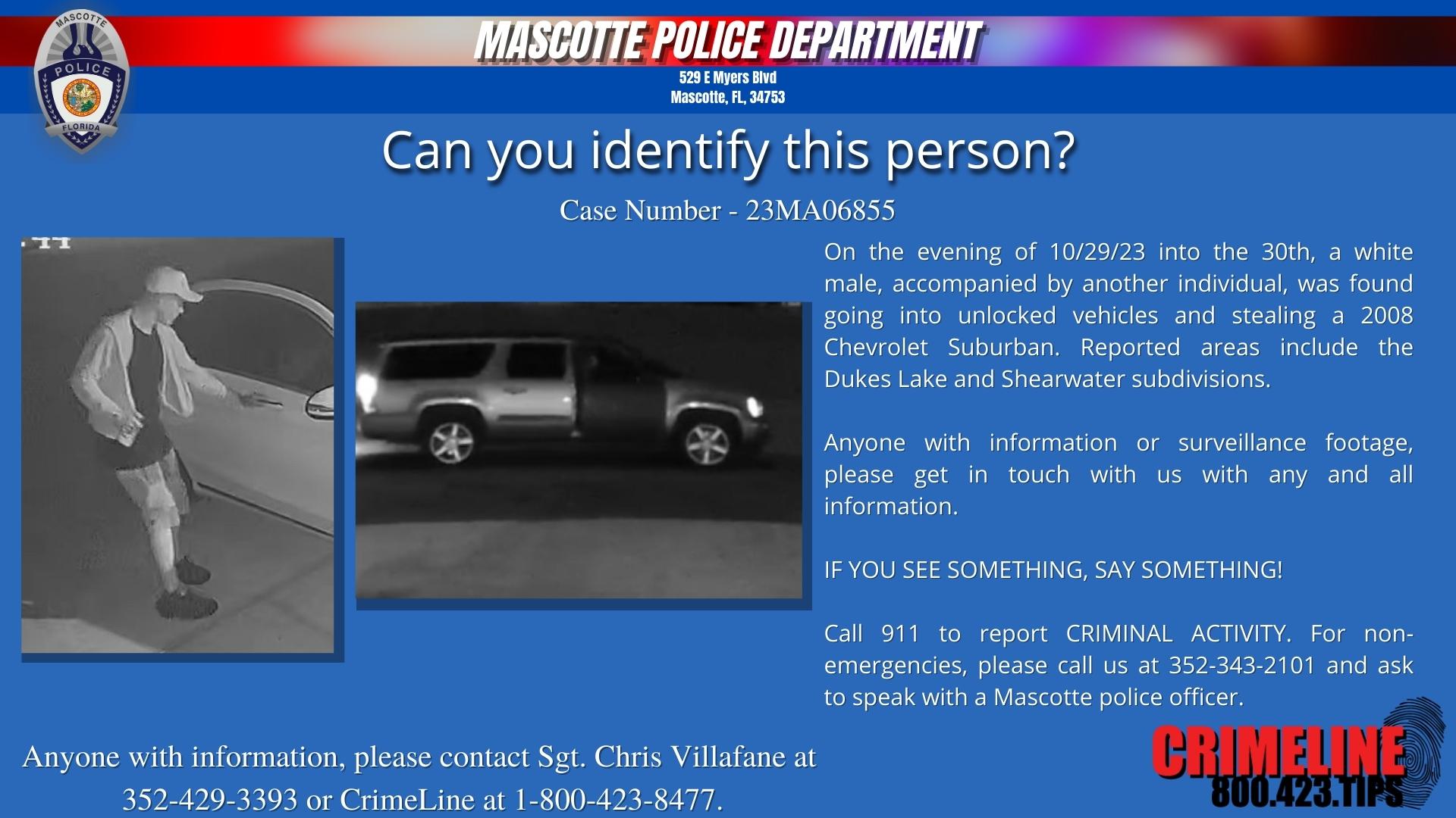 Mascotte Police Department - 23MA06855 Bulletin